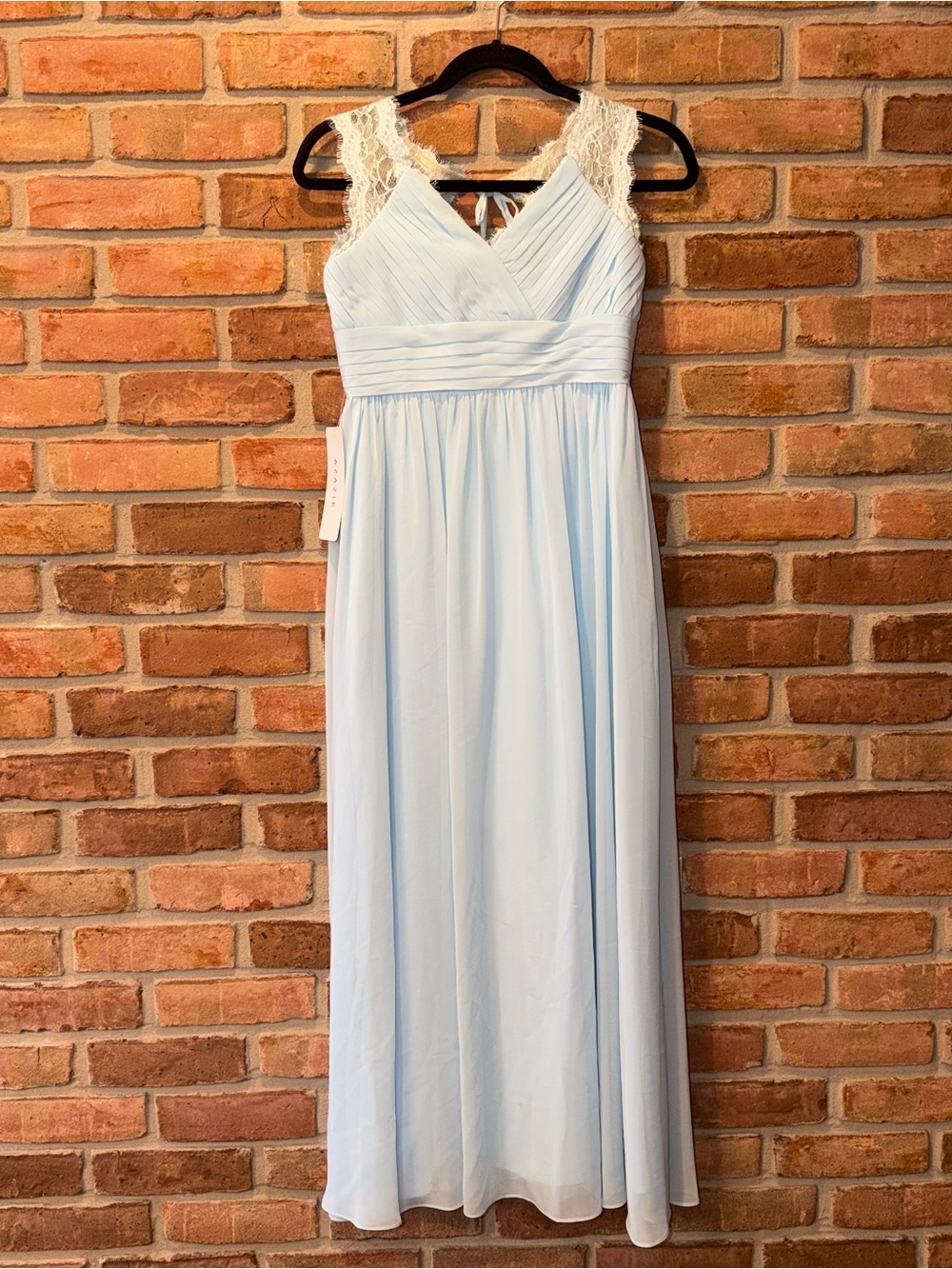 Azazie Elliott Sky Blue Chiffon Bridesmaid Dress NWT Junior Size 14